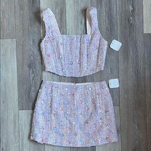 Altar'd State Pink Sequin Two-Piece Dress